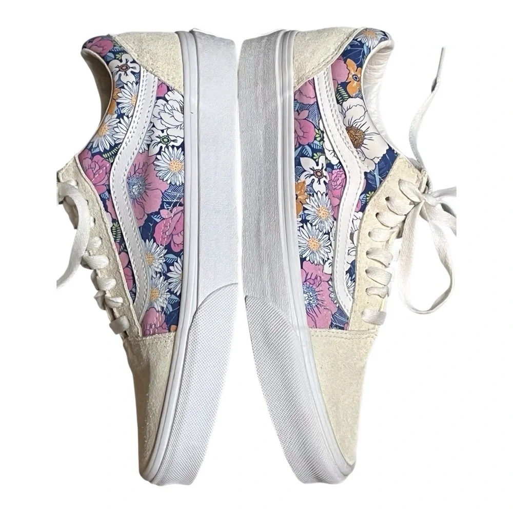 NWOT VANS Old Skool Retro Floral Unisex Low Top Suede Sneakers - Picture 4 of 7